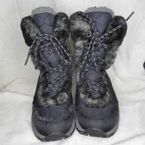 L.L. - Bean Boots 8 Quilted Faux Fur Trim Warm Snow Sled Mid Calf Bootie Lace Up